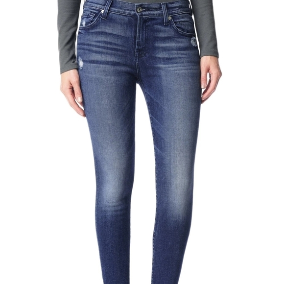 7 for all Mankind Ankle Skinny Jeans Lake Blue Size 24 - Picture 1 of 5